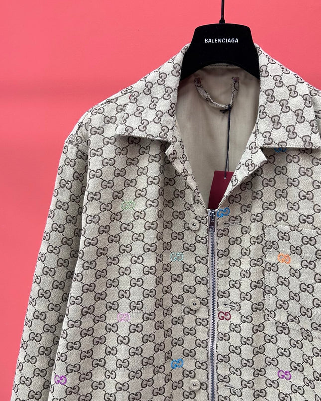 Gucci GG Multicolour Monogram Zip Jacket (Canvas & Nylon Blend)