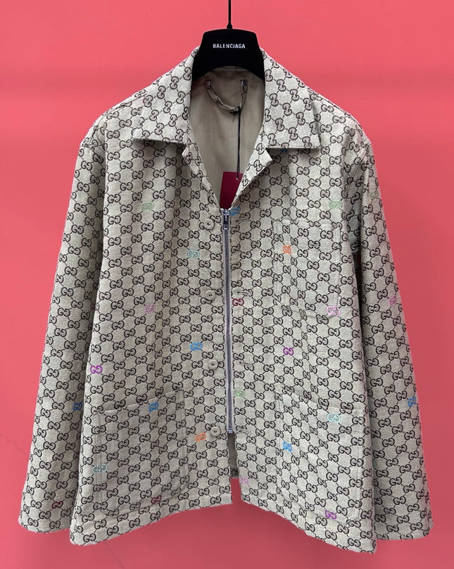 Gucci GG Multicolour Monogram Zip Jacket (Canvas & Nylon Blend)