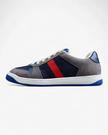 Gucci GG Navy Sneaker with Red-Blue Web Stripe