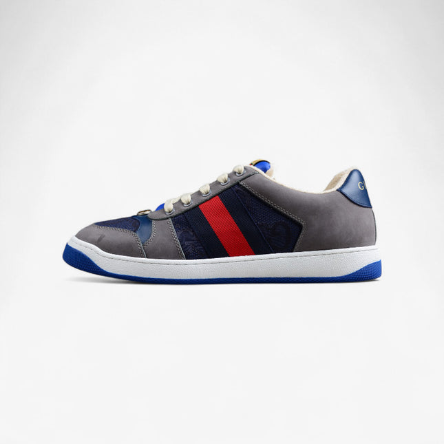 Gucci GG Navy Sneaker with Red-Blue Web Stripe