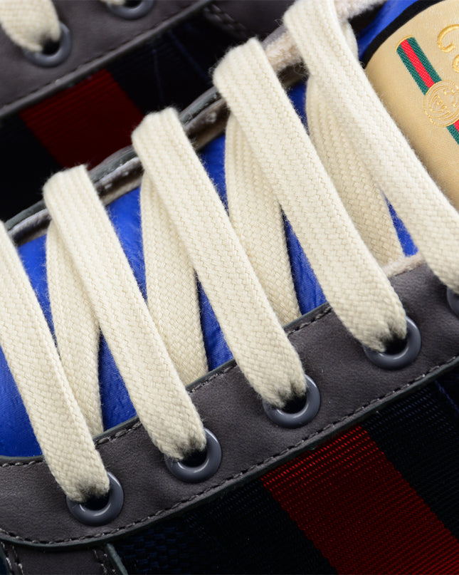 Gucci GG Navy Sneaker with Red-Blue Web Stripe