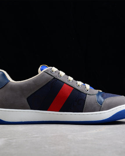 Gucci GG Navy Sneaker with Red-Blue Web Stripe