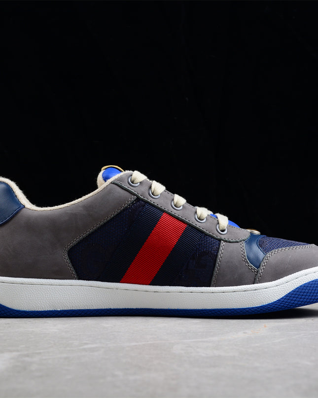 Gucci GG Navy Sneaker with Red-Blue Web Stripe