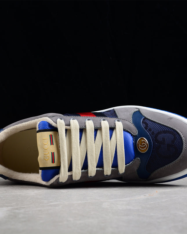 Gucci GG Navy Sneaker with Red-Blue Web Stripe