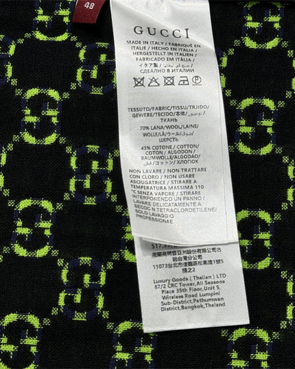 Gucci GG Neon Jacquard Bowling Shirt with Contrasting Collar
