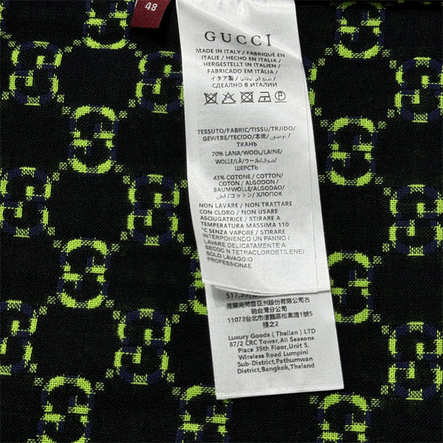 Gucci GG Neon Jacquard Bowling Shirt with Contrasting Collar