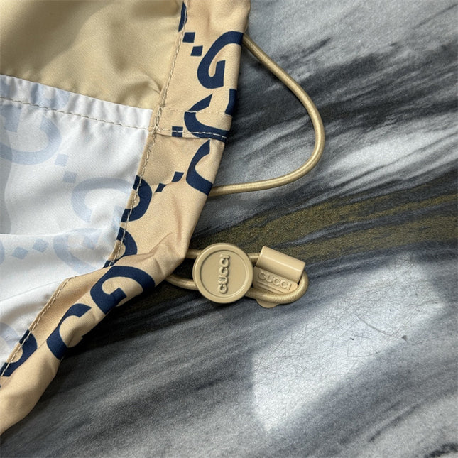 Gucci GG Nylon Logo Windbreaker Jacket – Beige/Blue