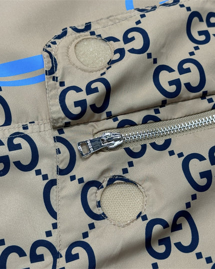 Gucci GG Nylon Logo Windbreaker Jacket – Beige/Blue