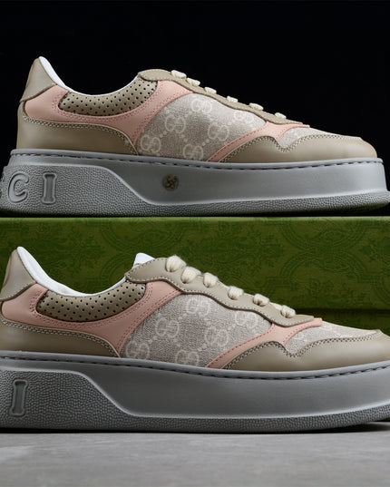 Gucci Platform Sneaker – Beige, Pink & Grey