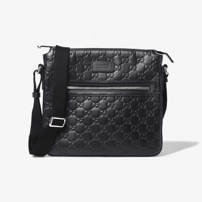 Gucci GG Signature Leather Messenger Bag 406410 – Black