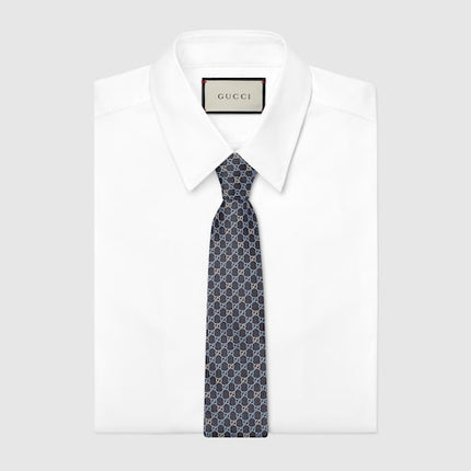 Gucci GG Silk Jacquard Tie – Blue