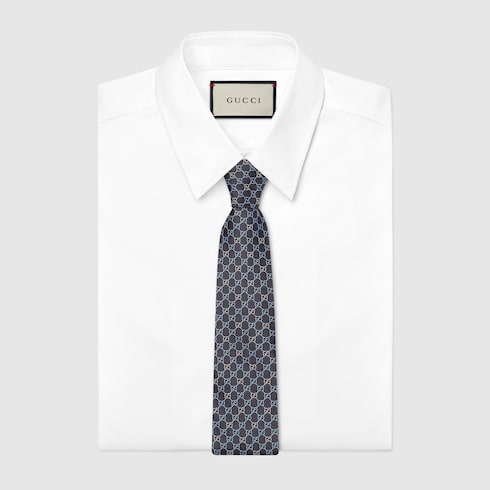 Gucci GG Silk Jacquard Tie – Blue