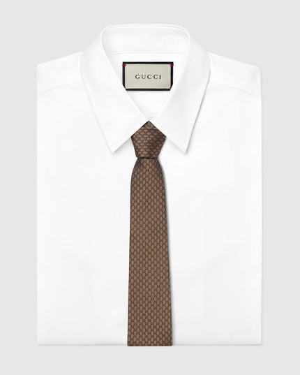 Gucci GG Silk Jacquard Tie – Brown