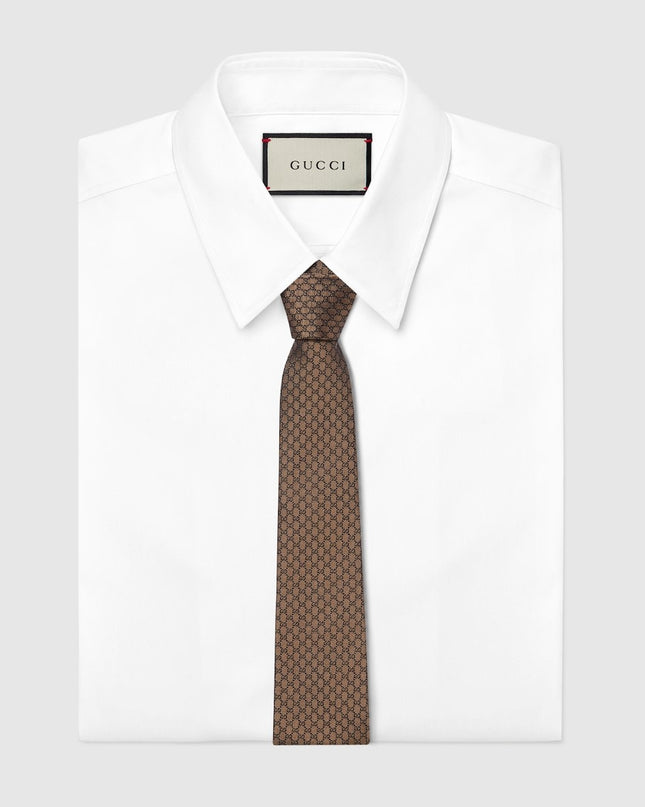 Gucci GG Silk Jacquard Tie – Brown
