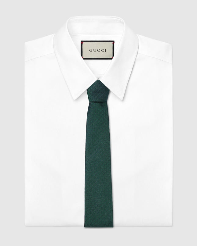 Gucci GG Silk Jacquard Tie – Dark Green