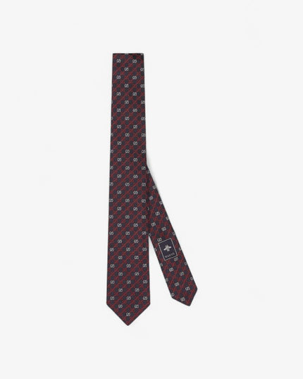 Gucci GG Silk Jacquard Tie – Navy & Red