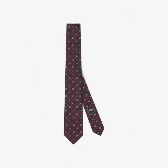 Gucci GG Silk Jacquard Tie – Navy & Red