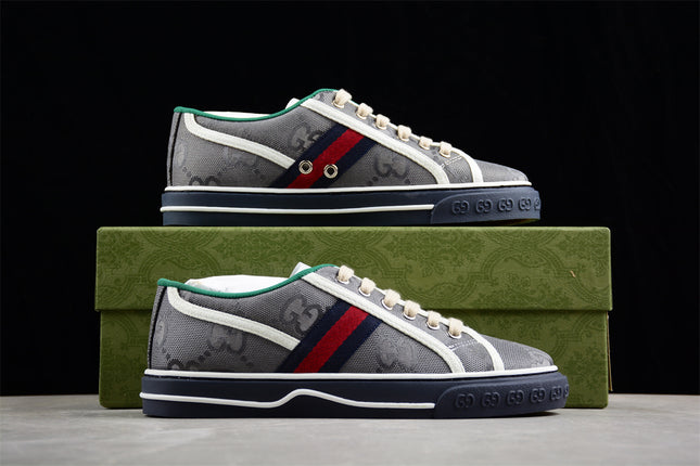 Gucci GG Supreme Canvas Tennis 1977 Sneaker – Grey & Navy