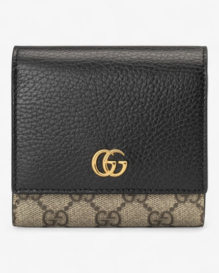 Gucci GG Supreme Canvas and Black Leather Compact Wallet