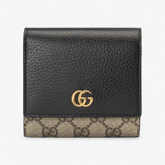 Gucci GG Supreme Canvas and Black Leather Compact Wallet
