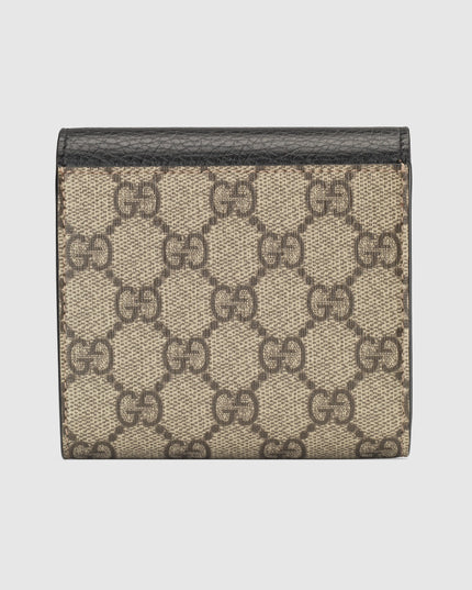 Gucci GG Supreme Canvas and Black Leather Compact Wallet