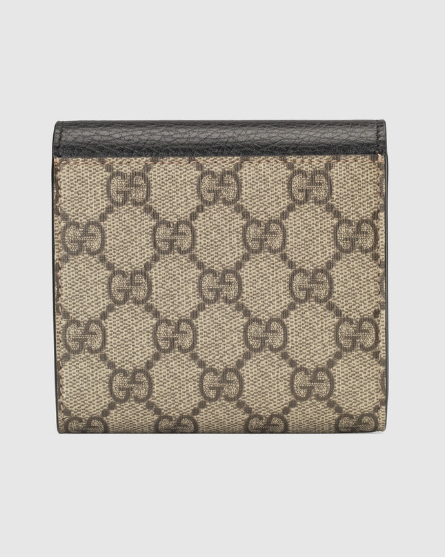 Gucci GG Supreme Canvas and Black Leather Compact Wallet