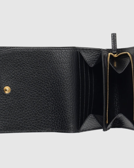 Gucci GG Supreme Canvas and Black Leather Compact Wallet