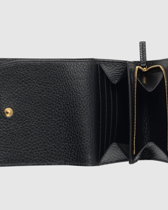 Gucci GG Supreme Canvas and Black Leather Compact Wallet