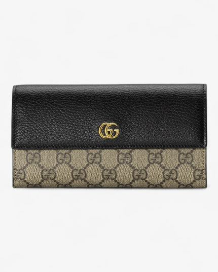 Gucci GG Supreme Canvas and Black Leather Continental Wallet