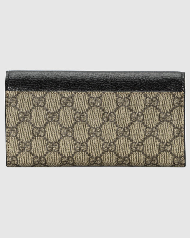 Gucci GG Supreme Canvas and Black Leather Continental Wallet