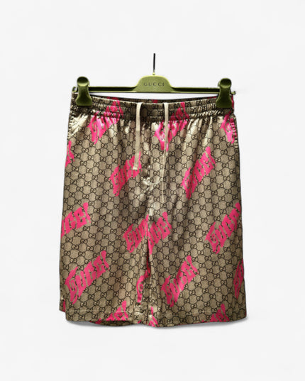  Gucci GG Supreme Logo-Patch Drawstring Shorts