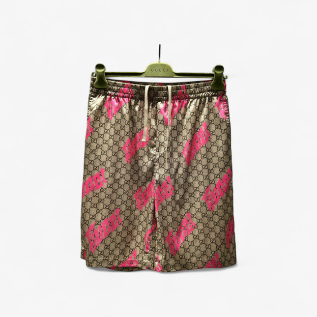  Gucci GG Supreme Logo-Patch Drawstring Shorts