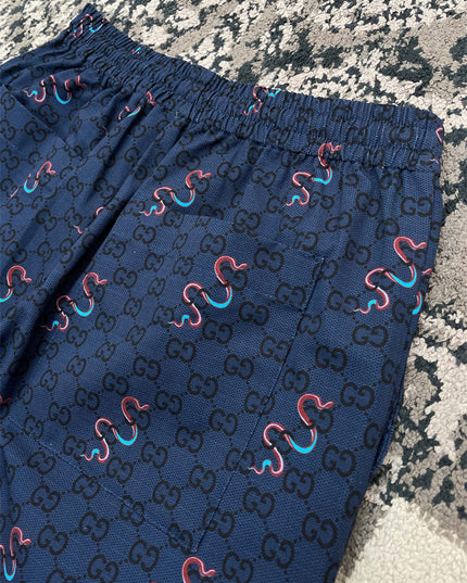 Gucci GG Supreme Snake‑Print Drawstring Shorts