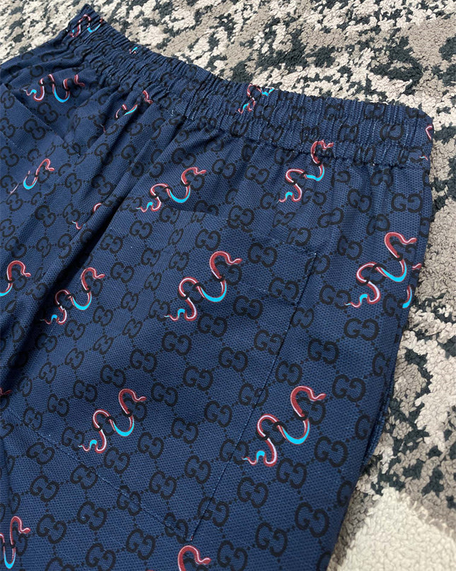 Gucci GG Supreme Snake‑Print Drawstring Shorts