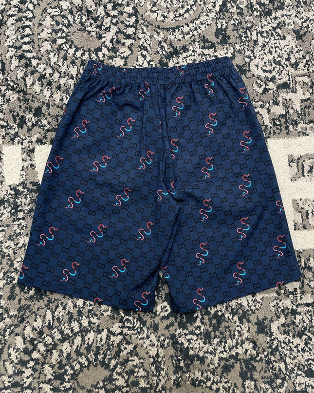 Gucci GG Supreme Snake‑Print Drawstring Shorts
