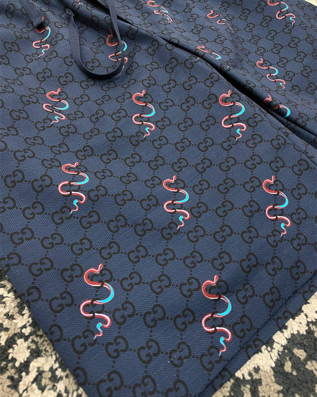 Gucci GG Supreme Snake‑Print Drawstring Shorts