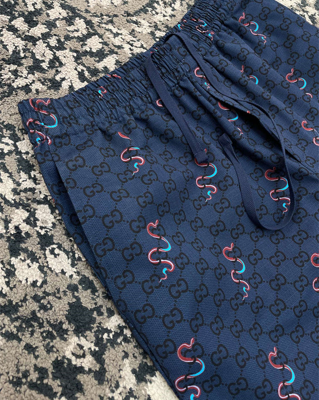 Gucci GG Supreme Snake‑Print Drawstring Shorts