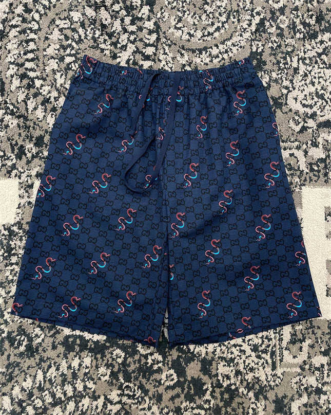 Gucci GG Supreme Snake‑Print Drawstring Shorts