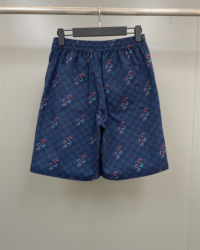 Gucci GG Supreme Snake‑Print Drawstring Shorts