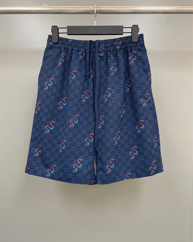 Gucci GG Supreme Snake‑Print Drawstring Shorts
