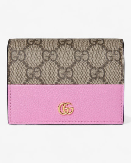 Gucci GG Supreme and Pink Leather Compact Wallet