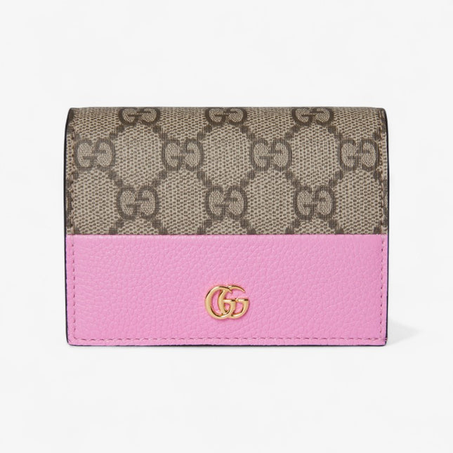 Gucci GG Supreme and Pink Leather Compact Wallet
