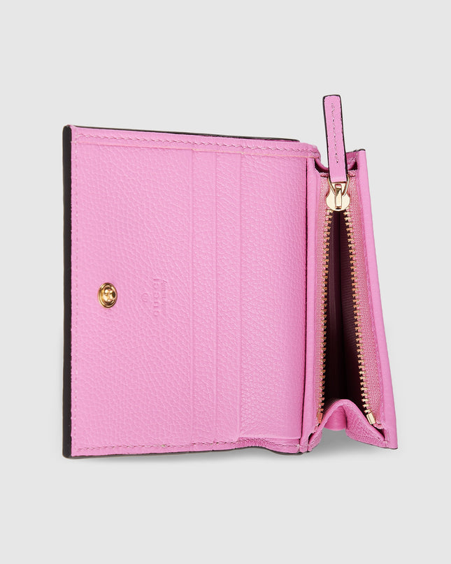 Gucci GG Supreme and Pink Leather Compact Wallet