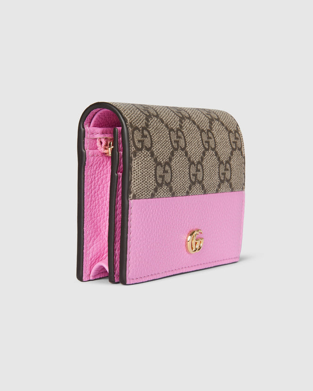 Gucci GG Supreme and Pink Leather Compact Wallet