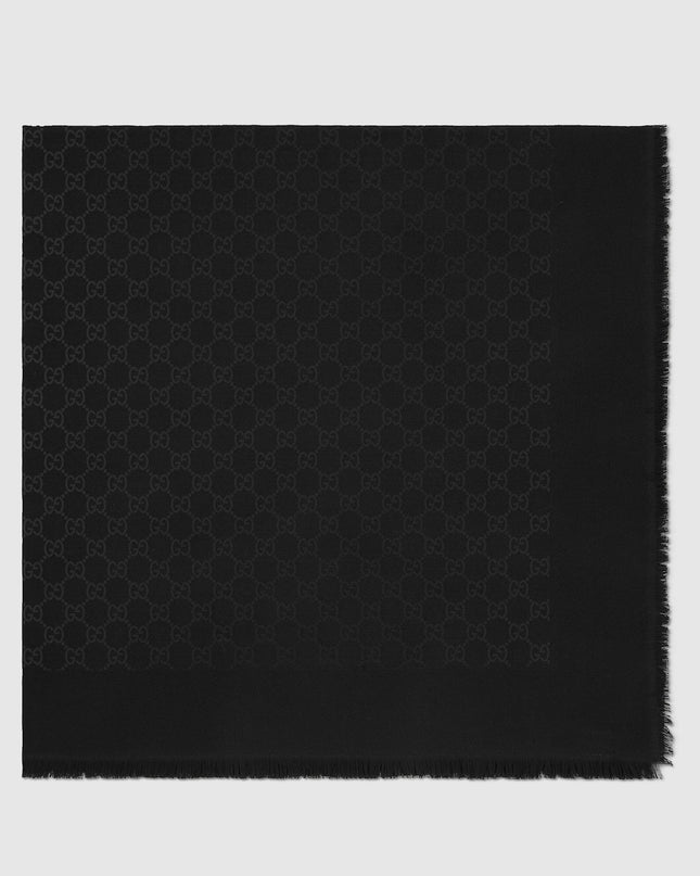 Gucci GG Wool & Silk Jacquard Shawl – Black