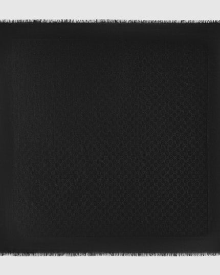 Gucci GG Wool & Silk Jacquard Shawl – Black