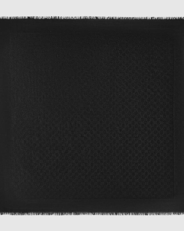 Gucci GG Wool & Silk Jacquard Shawl – Black