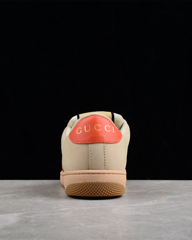 Gucci GG Yellow Monogram Sneaker with Coral Accents