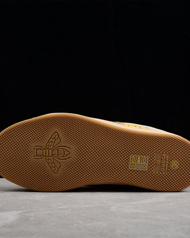 Gucci GG Yellow Monogram Sneaker with Coral Accents