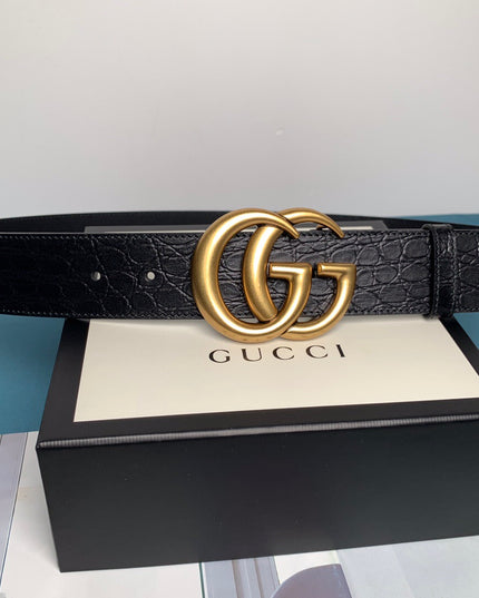 Gucci GG Marmont Caiman Belt With Shiny Buckle 406831